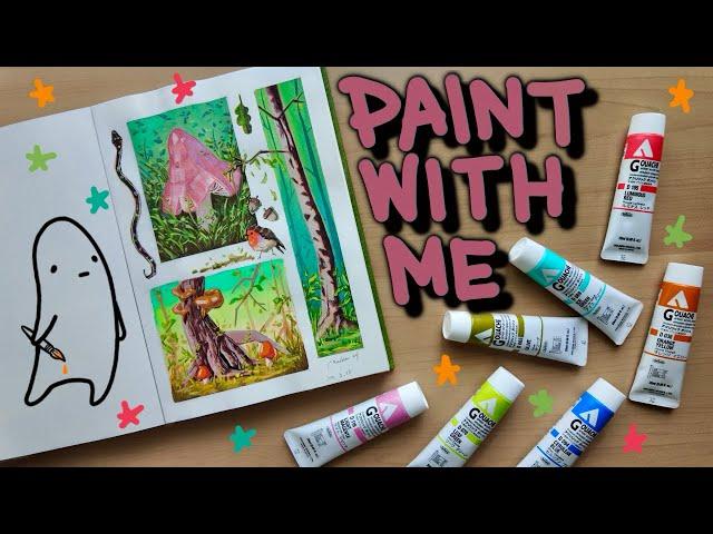 FILL A SKETCHBOOK PAGE WITH ME - I paint with gouache and talk a bunch