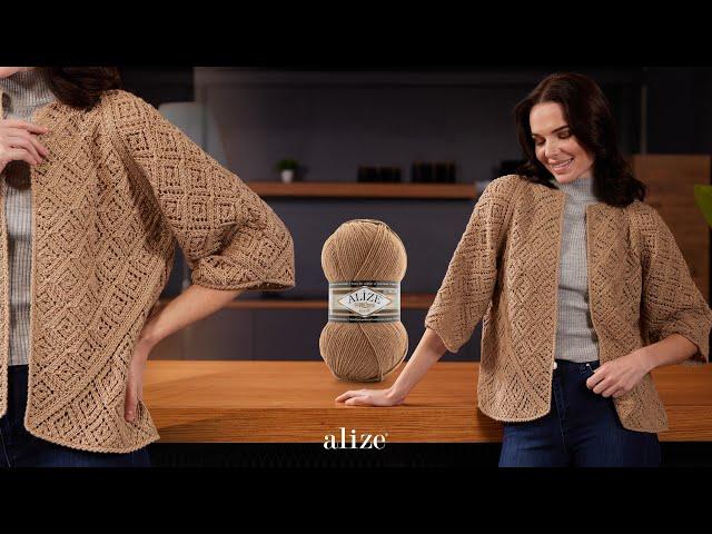 Knit Hexagonal Cardigan with Alize Superlana Klasik