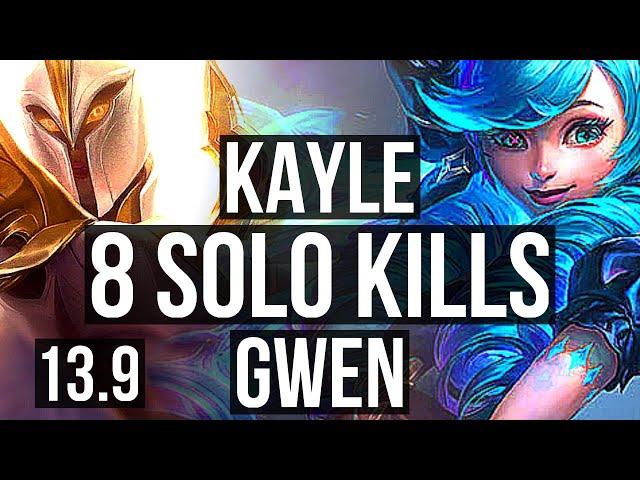 KAYLE vs GWEN (TOP) | 8 solo kills, 800+ games, 10/2/6 | KR Master | 13.9