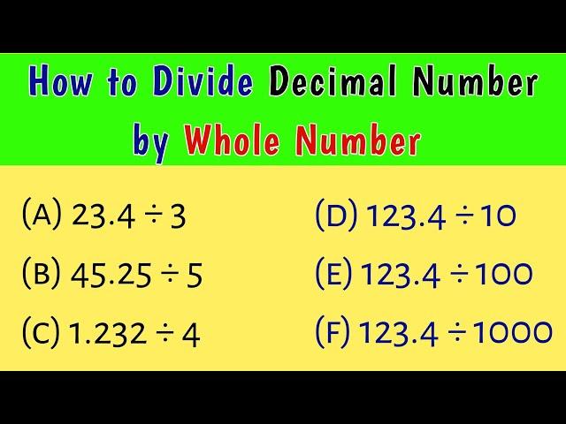 How to Divide Decimal Number by Whole Number | Basic Maths Concepts | #gyandarshan