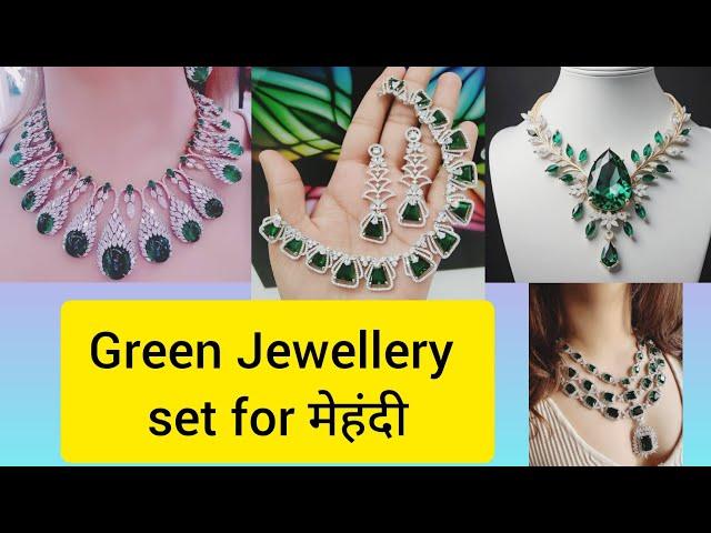 Green Jewellery set for mehandi मेहंदी | Bridal  Jewellery #bridaljewellery #jewelry #greenjewelry