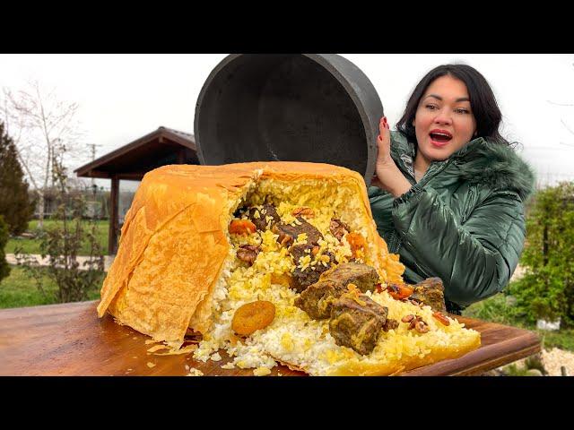 The best recipe for Shah Pilaf baked in a wood-fired oven! An indescribable Oriental taste