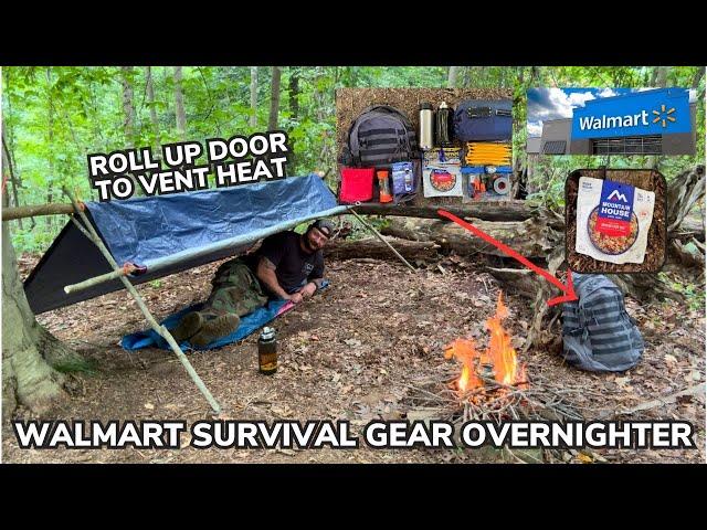 Solo Overnight Sleeping in the Woods with Walmart Survival Gear Part 2