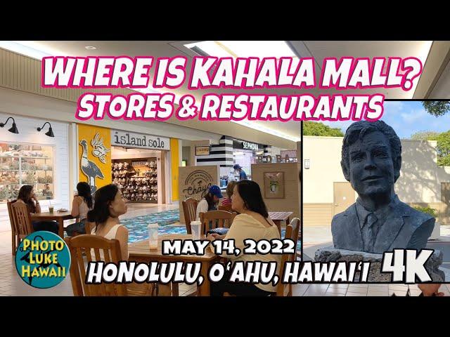 Where is Kahala Mall Stores & Restaurants Jack Lord Statue Wall May 14, 2022 Kahala Oahu Hawaii