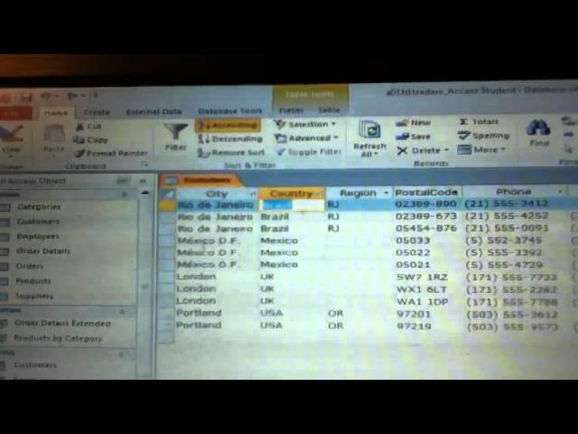 Access Sort a Table