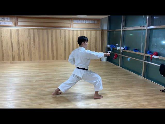 Arimoto-sensei demonstrating the ending of kata Bassai-sho