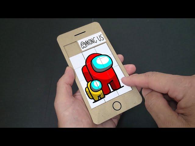 How to make iPhone Among Us Cardboard Puzzle Game｜Paper & Cardboard Game DIY｜Paper Craft Tutorial