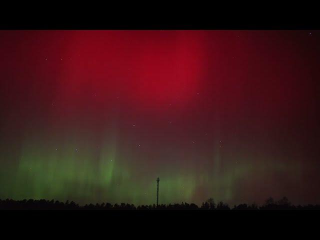 Мощное полярное сияние в Казахстане (Боровое) 05.11.23 в реальном масштабе времени.