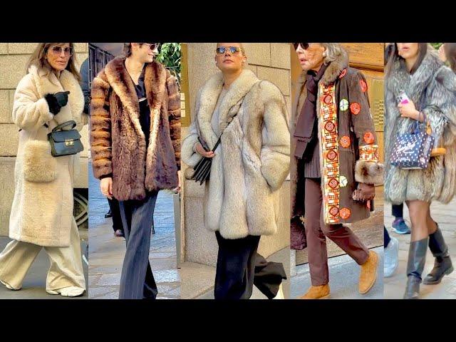 WINTER 2025 FASHION TRENDS️VINTAGE FUR COATS RHAPSODY MILAN STREET STYLE #vanityfair