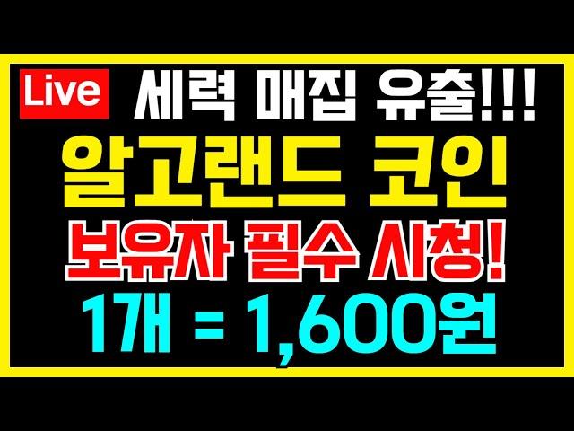 알고랜드코인 업비트 세력이 매집중입니다 1,600원까지 올라간다는 속보 #알고랜드 #알고랜드코인 #알고랜드전망 #알고랜드호재 #알고랜드분석 #알고랜드차트 #ALGO