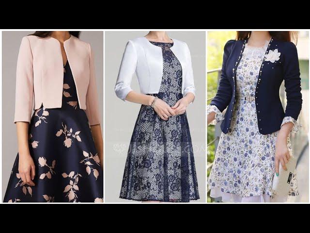 Amazing and outstanding style of Floral printed skater dress design with coat style ideas