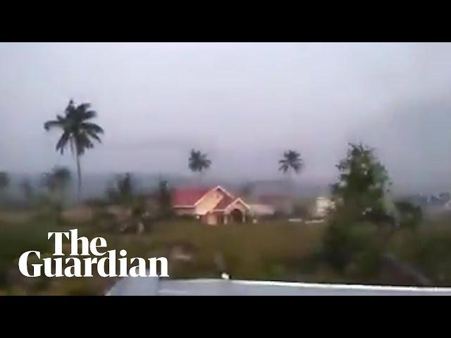 Footage shows Indonesian earthquake causing soil liquefaction