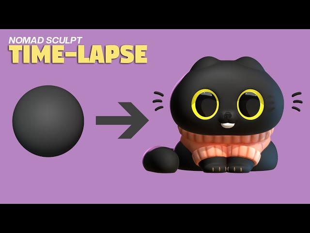 3D Sculpting A Pudgy Black Cat in 2 minutes