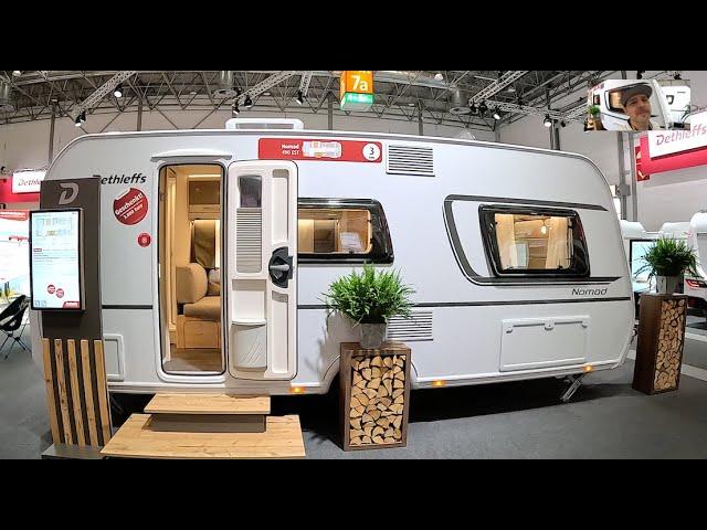 Dethleffs Nomad 490 EST RV Caravan Salon 2024 Camper travel trailer walkaround and interior V2119