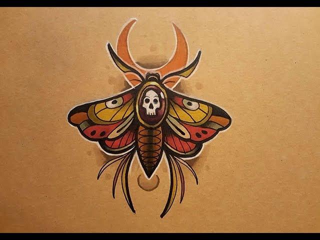 How to draw a Neo Traditional Moth Tattoo Style