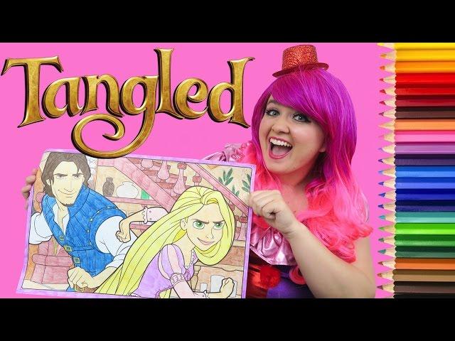 Coloring Tangled Rapunzel & Flynn Rider GIANT Coloring Book Page Colored Pencil | KiMMi THE CLOWN