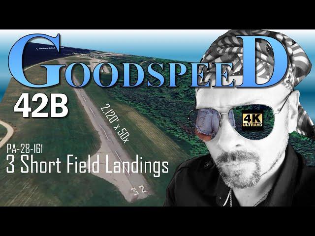 Flight Adventure: Short Field Landings at Goodspeed, CT 42B in a Piper Warrior PA-28 in 4K