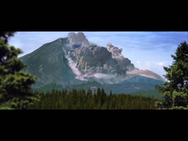 Mt St  Helens blast and landslide recreation mov
