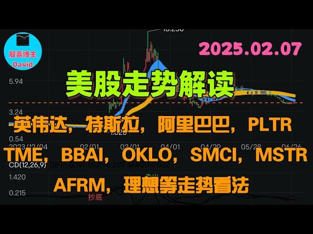 2月8日，美股走势解读，英伟达、特斯拉、阿里巴巴、PLTR、TME、BBAI、OKLO、SMCI、MSTR、AFRM、理想汽车等走势看法 ️️ #美股推荐2025 #英伟达股票 #中概股