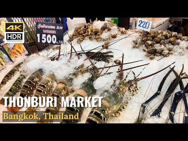 Strolling Seafood Heaven & Fresh Market: Thonburi Market Place  Bangkok, Thailand [4K HDR]