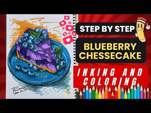 How to Draw a Delicious Blueberry Cheesecake: Step-by-Step Art Tutorial