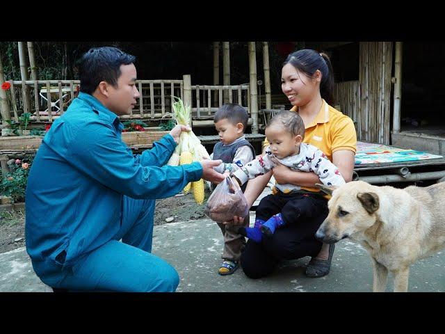 The kind policeman returned to give gifts to DUNG DAU and built a chicken coop for many chicks