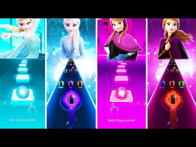 Frozen Elsa Vs Anna But In Tiles Hop EDM Rush And Dancing Road! Let It Go, Into The Unknown!