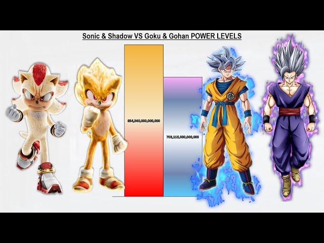 Sonic & Shadow VS Goku & Gohan POWER LEVELS - Sonic 1/Sonic 2/Sonic 3/DB/DBZ/DBS/Daima/SDBH