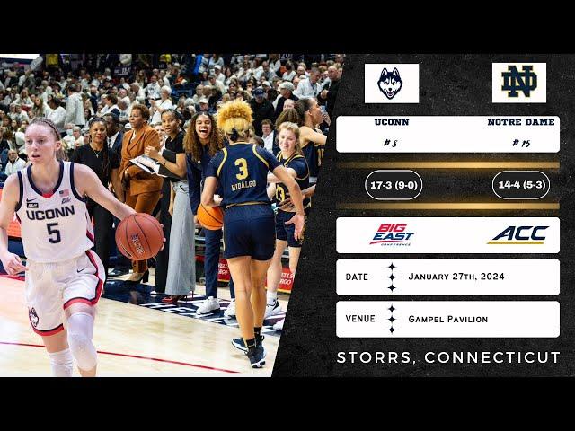 No. 8 UConn vs No. 15 Notre Dame | NCAA Women's Basketball | 1.27.24