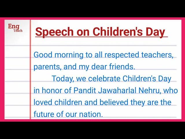 Speech On Children's Day in English | Children's Day speech | 14 November speech | children's day