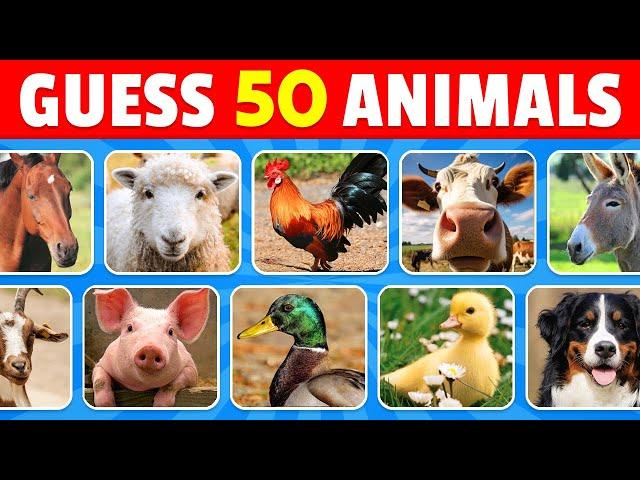 Guess 50 Farm Animals in 3 Seconds  | Easy, Medium, Hard, Impossible
