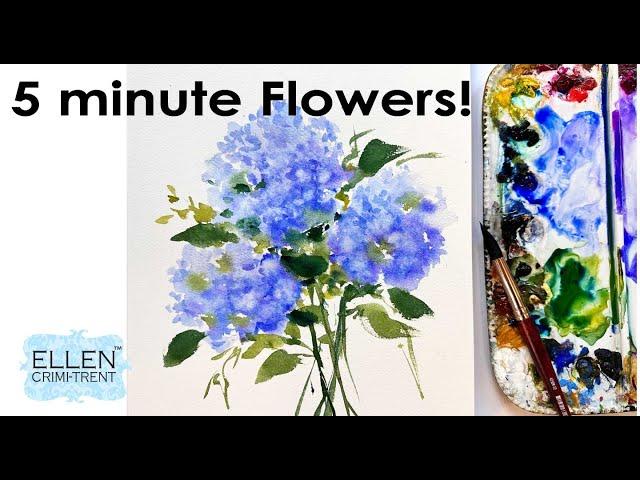 EASY paint a watercolor Hydrangea in 5 minutes!