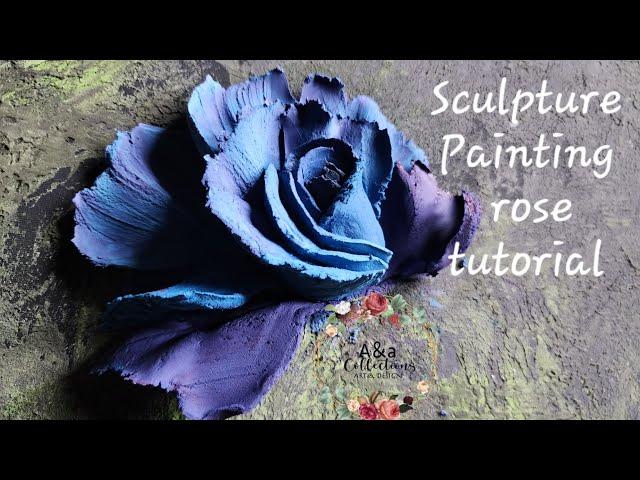 Sculpture painting rose tutorial. How to make rose with sculpture paste.