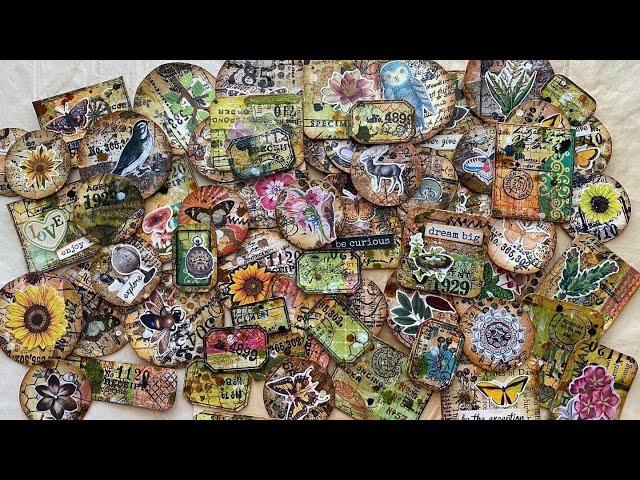 How to create junk journal embellishments from scraps | paper collaging and stamping