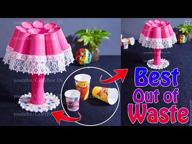 How to Make Show Lamp with Paper Glass | Table Lamp Making at Home | Show Lamp Making at Home