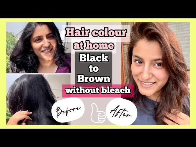 I coloured my BLACK hair to BROWN hair WITHOUT BLEACH at home | CARAMEL Brown Hair color