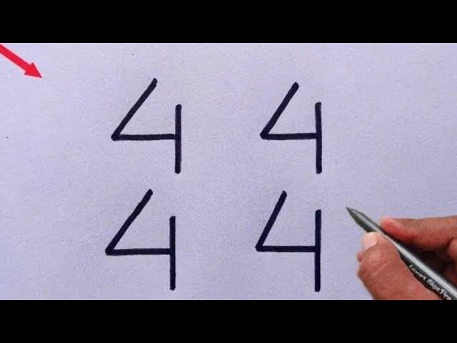 How to Draw Dog From Number 4444 | Easy Dog Drawing for Beginners | Animals Drawing | Number Drawing