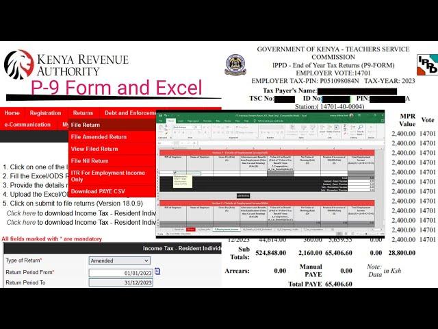 How To File Employment Income Tax Return on iTax Using the P9 Form and Ms Excel. KRA