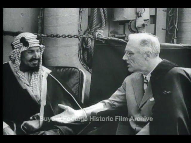 HD Historic Archival Stock Footage WWII Roosevelt Meets Middle East Leaders