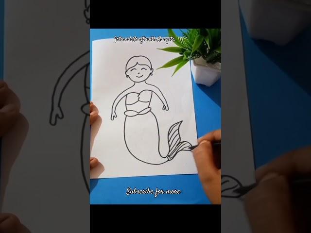 cute mermaid ‍️ #very easy#art and Craft with Sangita#viralshorts