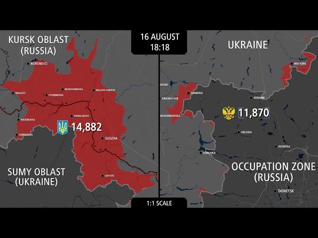 Ukraine Kursk Invasion & Russian Advances Compared – Every Hour