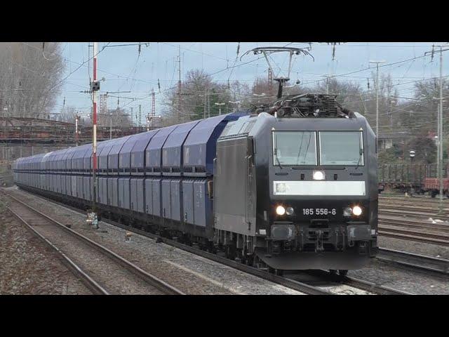 MRCE 185 556-8 mit VTG/ArcelorMittal Selbstentladewagen in Düsseldorf-Rath