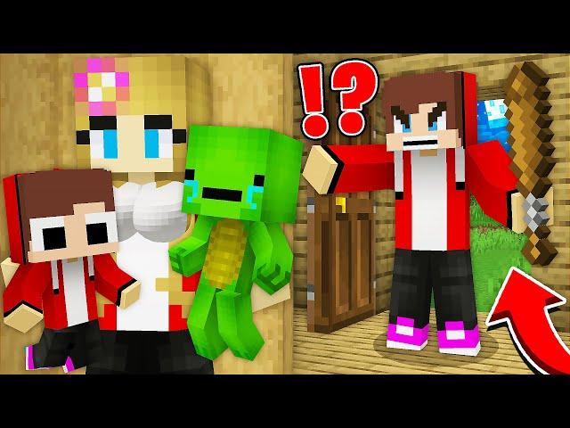 Mom HELPS Baby JJ and Mikey ESCAPE from an ANGRY DAD! Maizen Family Sad Story in Minecraft - Maizen