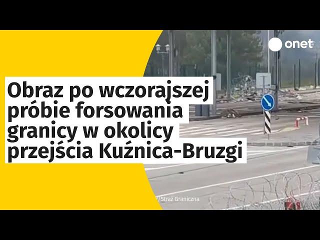 Obraz po wczorajszej próbie forsowania granicy w okolicy przejścia granicznego Kuźnica-Bruzgi