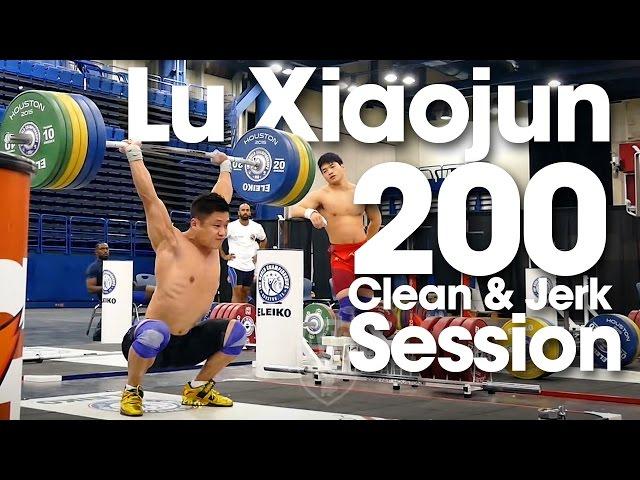 Lu Xiaojun 200kg Clean & Jerk Session Training Hall 2015 World Weightlifting Championships