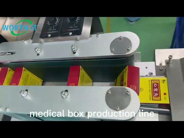 medical industry production and package line | box auto turning and collection machine