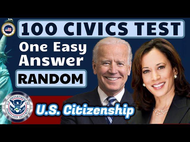 2024 U.S. Citizenship Official USCIS Civics Test (Practice Quiz) One Easy Answer (Random Order)