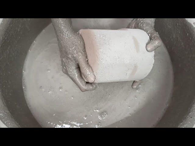 Gritty Cement Dusty️Crispy Crunchy Cylinders Dipping+Crumbling in & Paste Mixing/Playing ASMR