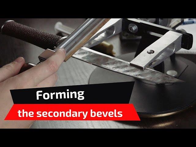 Forming the secondary bevels with the help of the TSPROF K03 knife sharpener