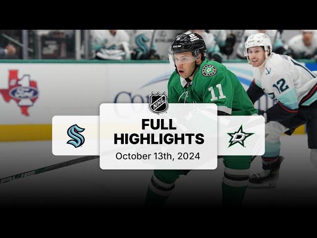 Kraken at Stars | October 13, 2024 | NHL Full Game Highlights